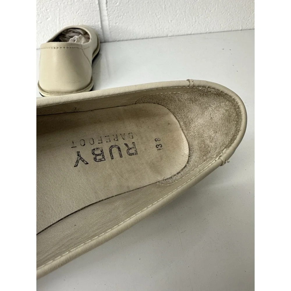 RUBY Barefoot Beige Leather Wife Toe Box Minimalist Flats / Women's 38 US 7.5 - Picture 3 of 4